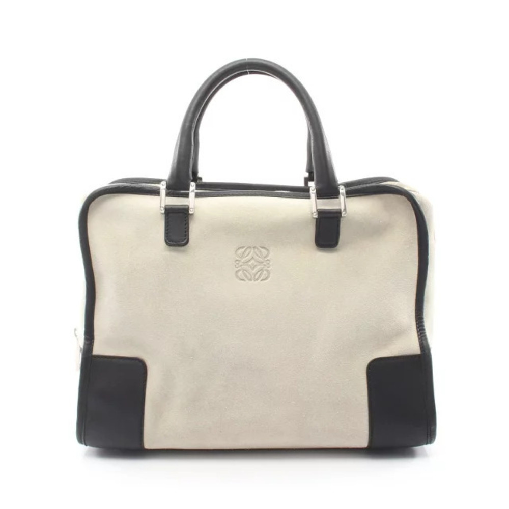 Loewe Amazona Handbag Suede Leather Gray Black